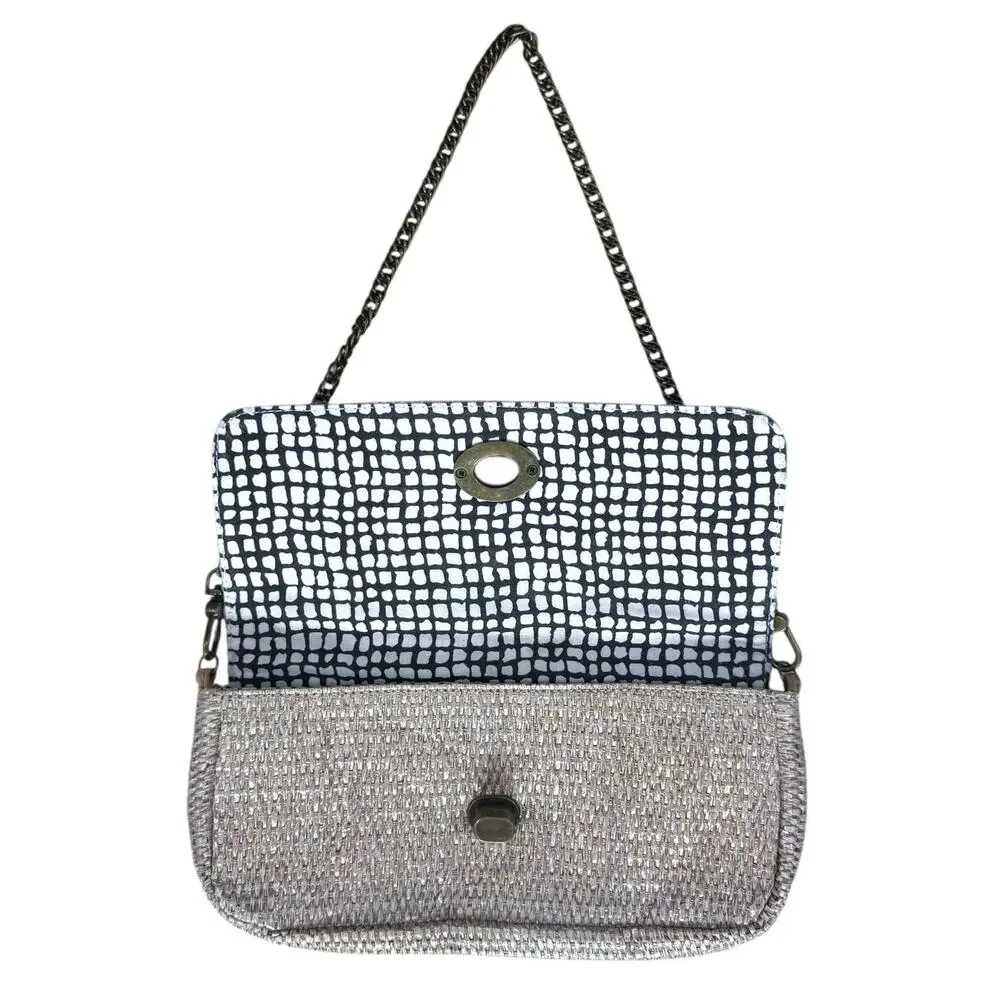 Shiraleah Natural Woven Toggle Clutch Envelope Purse Handbag Cream / Beige
